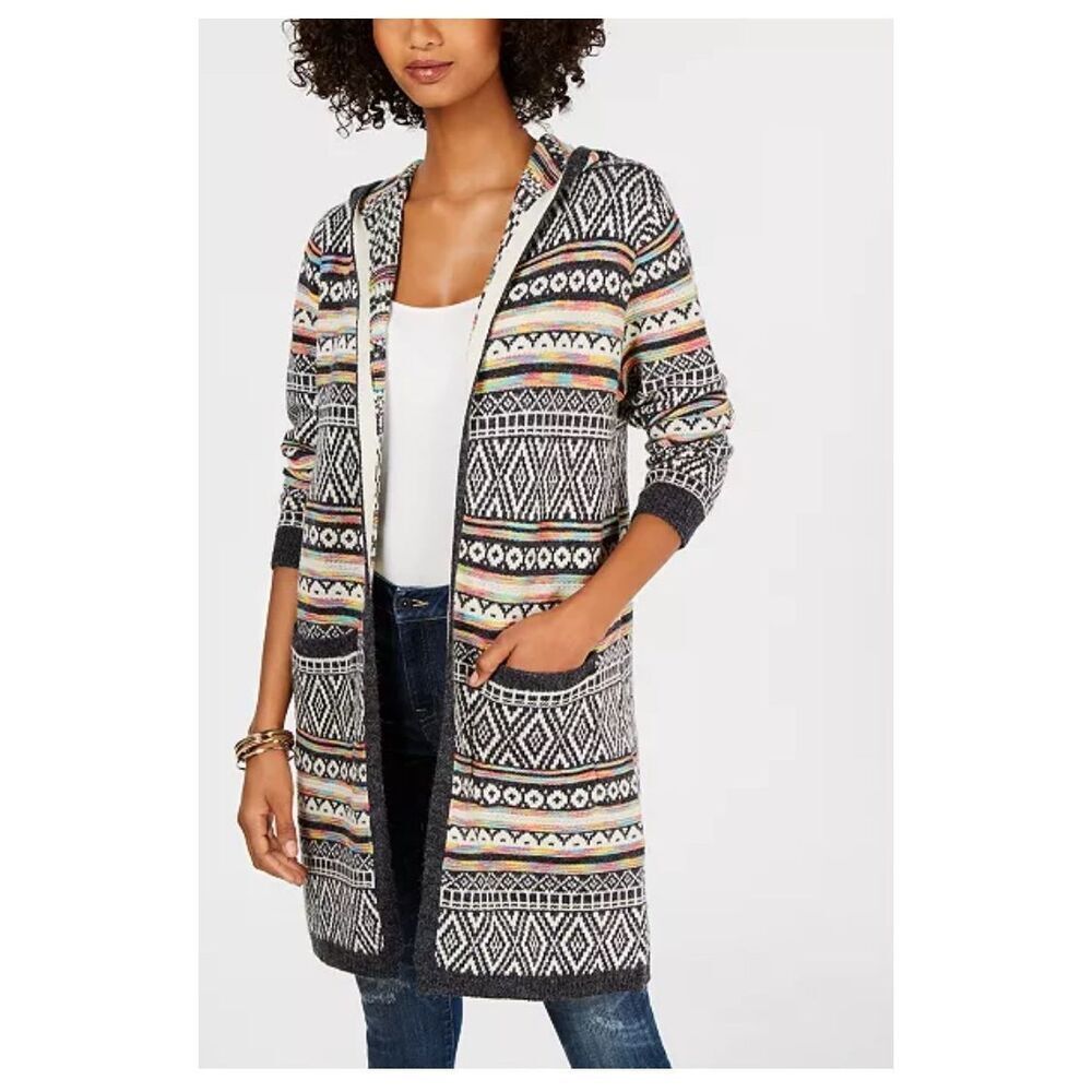 Monteau Aztec hooded Intarsia duster cardigan - XS